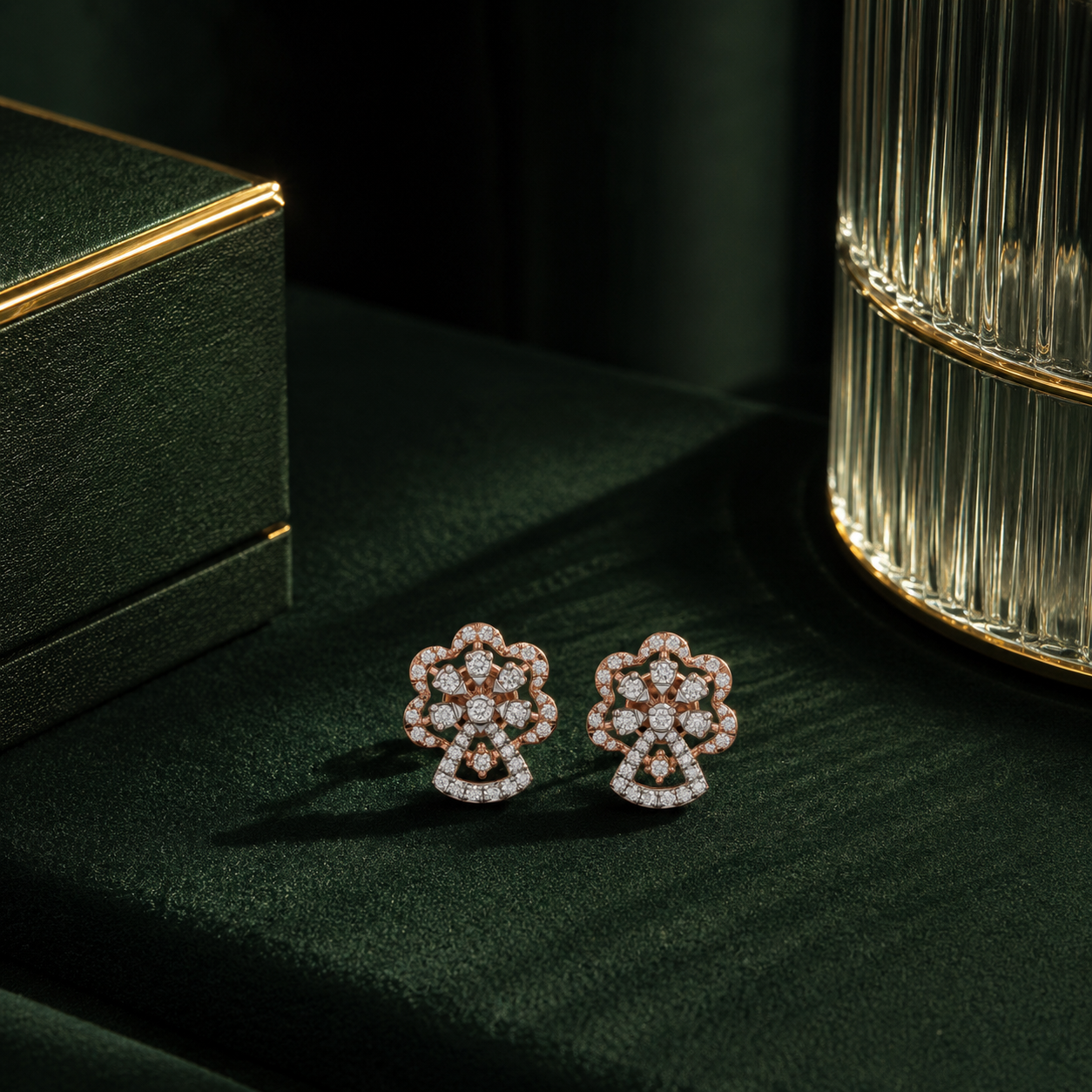 Floral Diamond Stud Earrings