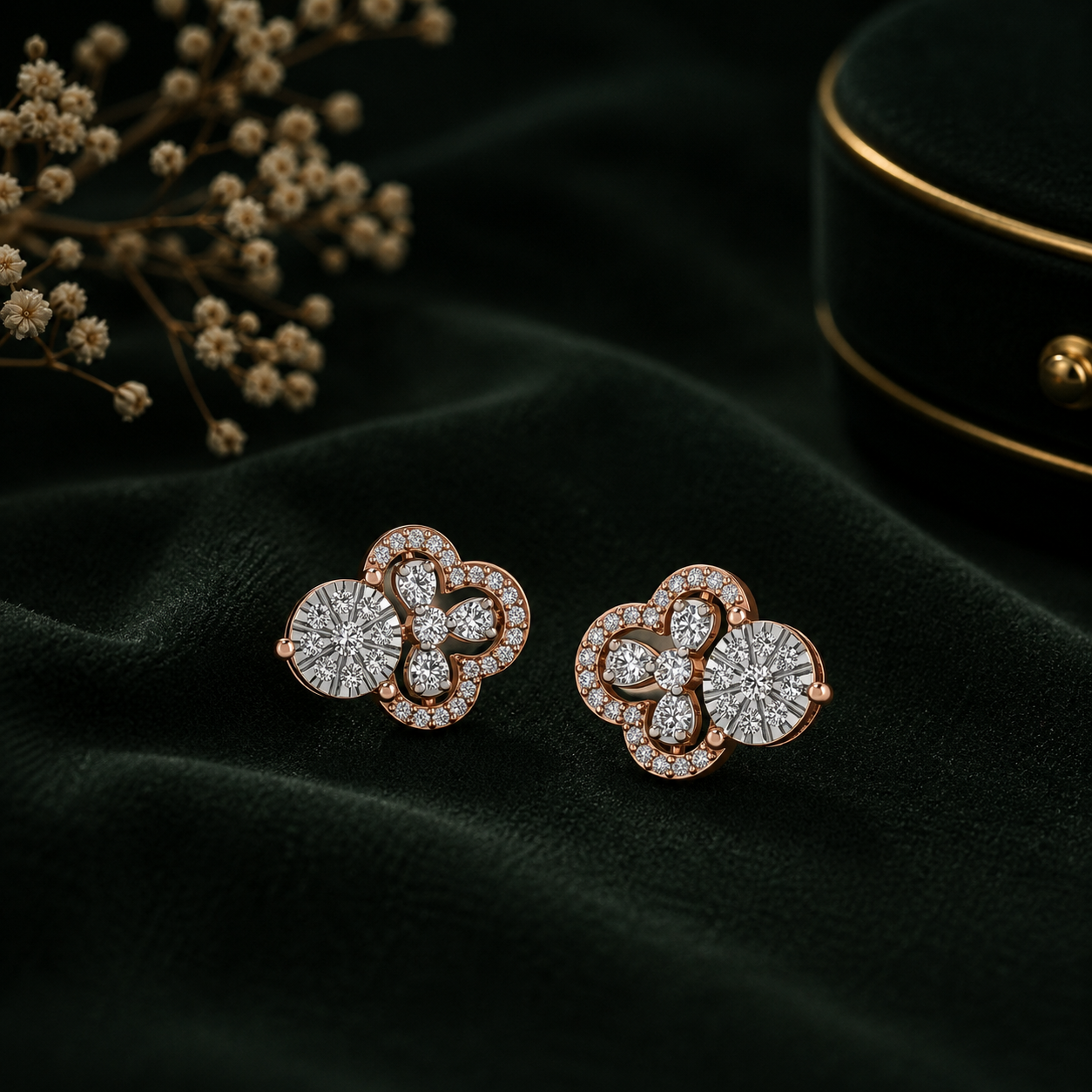 Petite Clover Bloom Diamond Earrings
