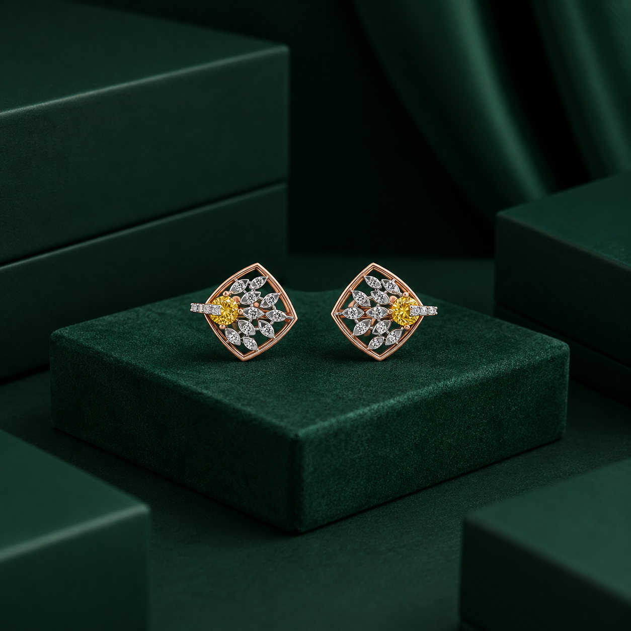 Kite Shape Diamond Earring