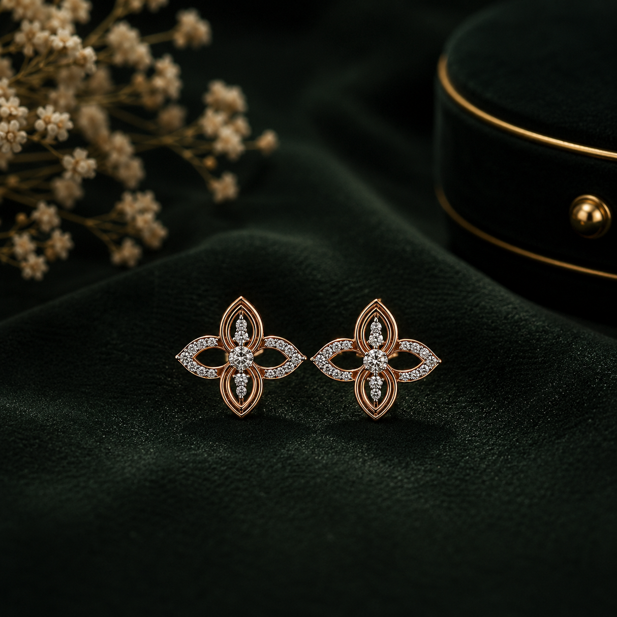 Floral Bow Diamond Earring