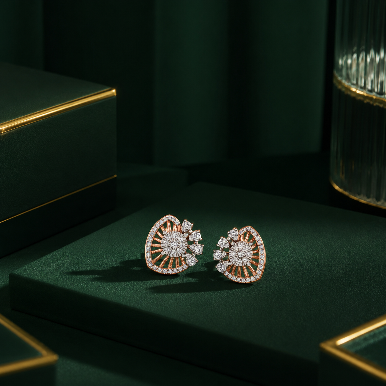 Radiant Fan Cluster Diamond Earrings