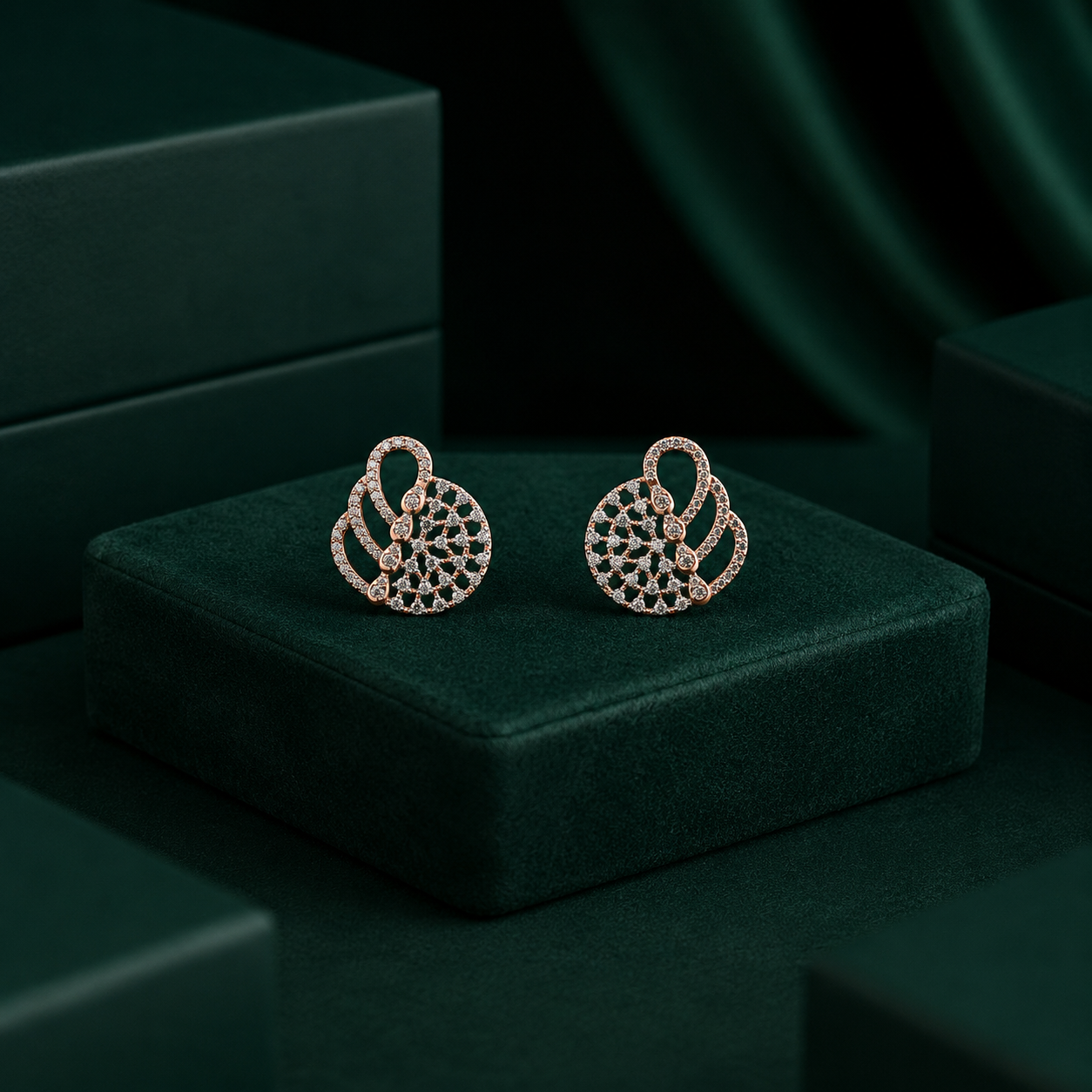 Contemporary Diamond Mesh Stud Earrings