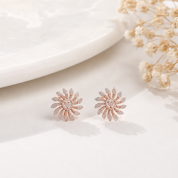 Grand Heart-Center Floral Radiant Diamond Earrings