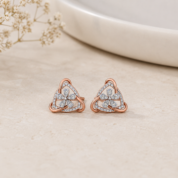 Elegant Triangle Floral Diamond Earrings