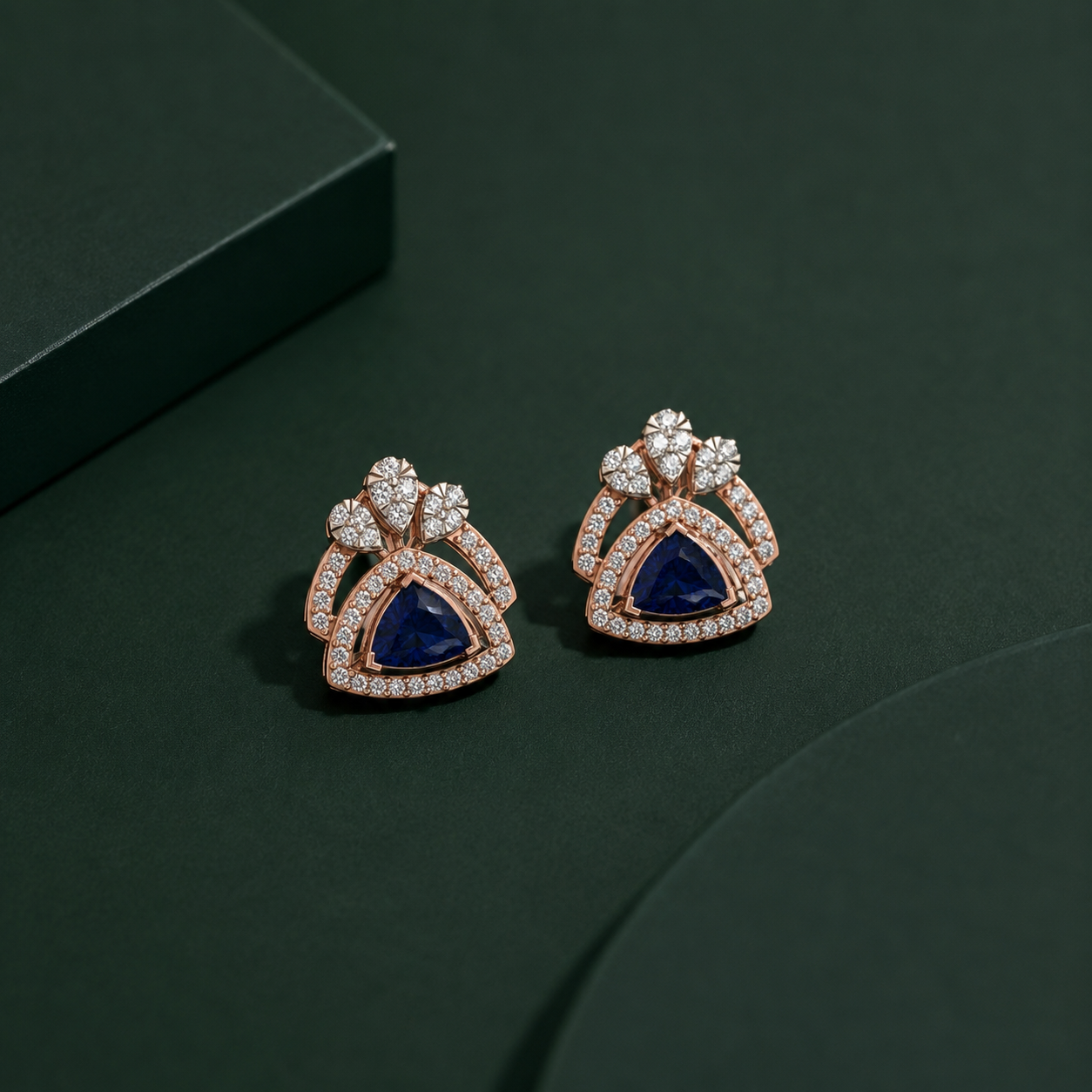 Trillion Blue Stone Stud Earrings