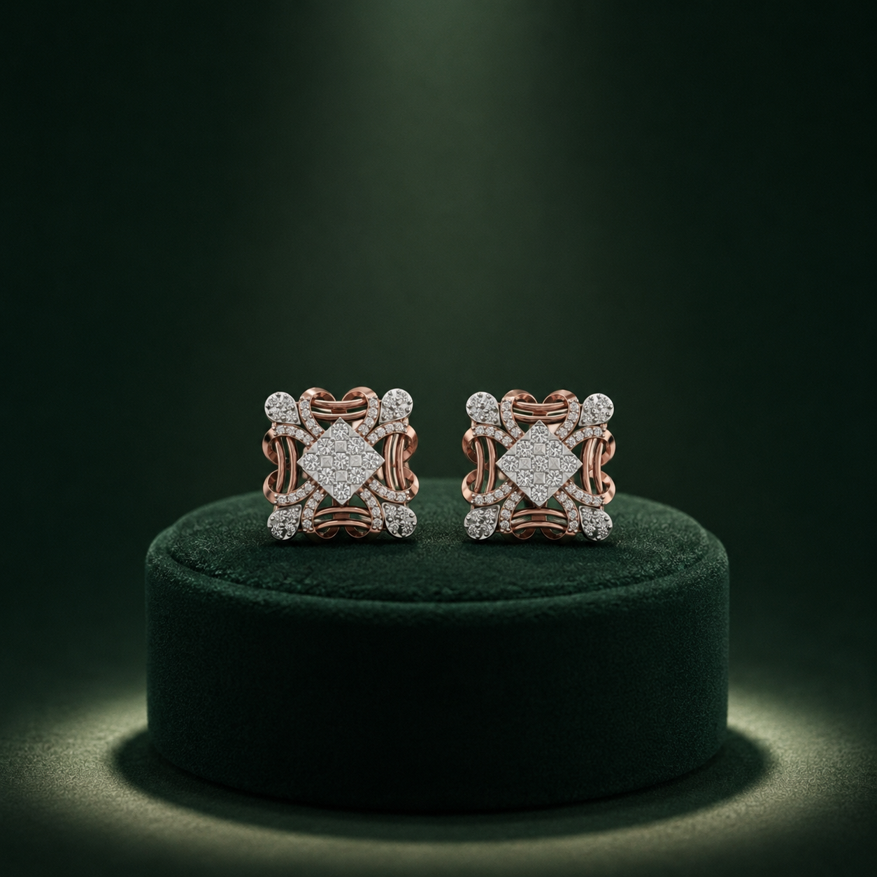 Regal Square Illusion Diamond Designer Earrings