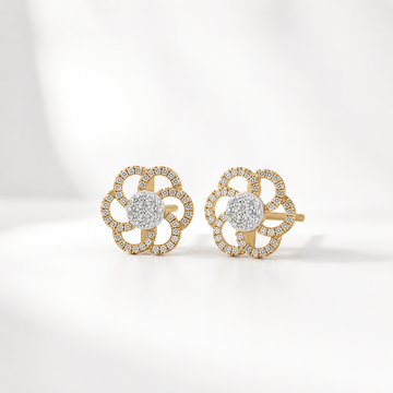 Twisted Petal Diamond Floral Cluster Earrings
