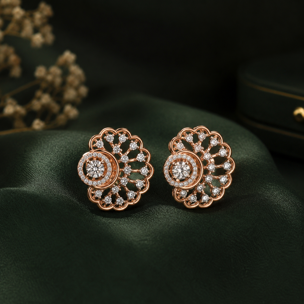 Grand Cascading Floral Diamond Statement Earrings