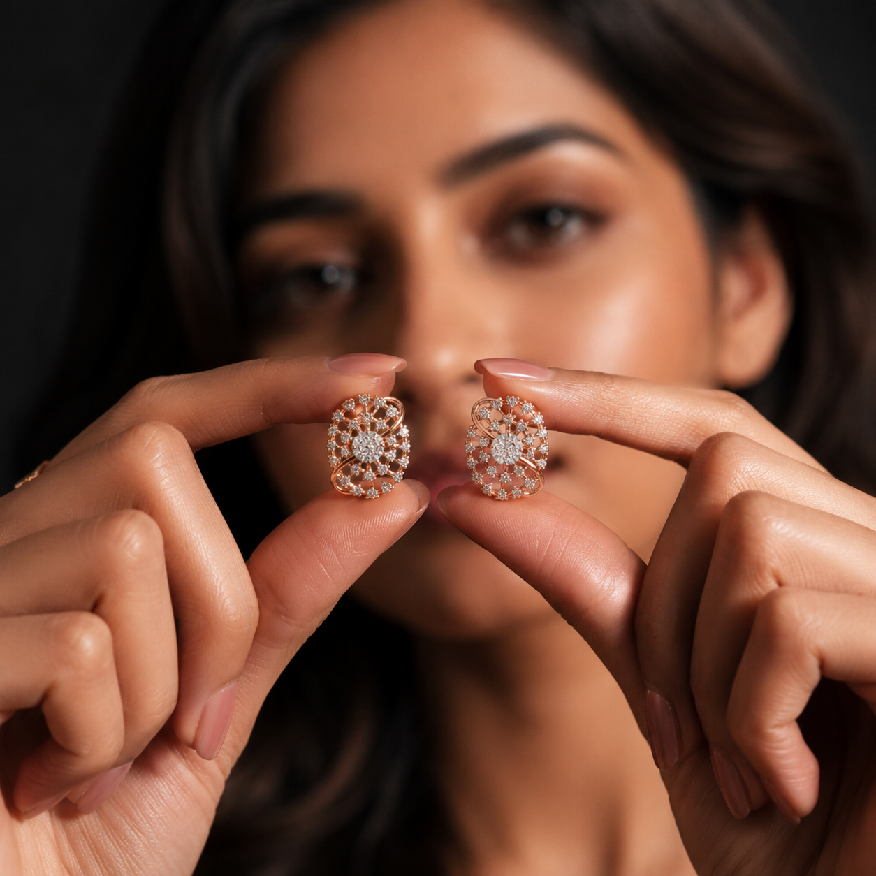 Radiant Bloom Oval Diamond Cluster Earrings