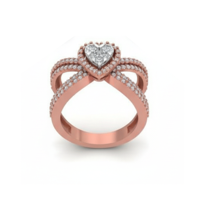 Heart Crown Double-Band Diamond Ring