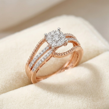 Triple Band Floral Cluster Diamond Ring
