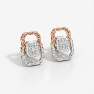 Contemporary Emerald Halo Beaded Dual-Tone Earrings