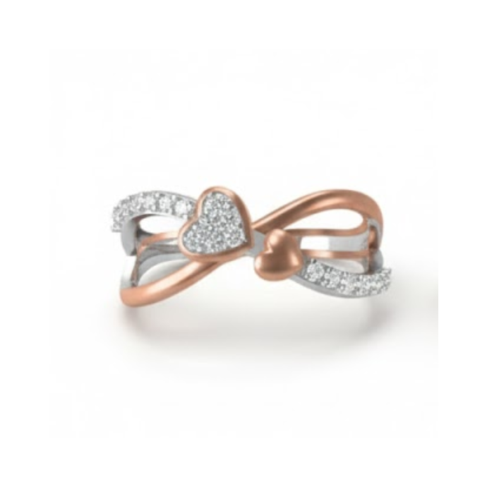 Dual Curve Heart Diamond Ring