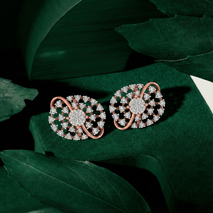 Radiant Bloom Oval Diamond Cluster Earrings
