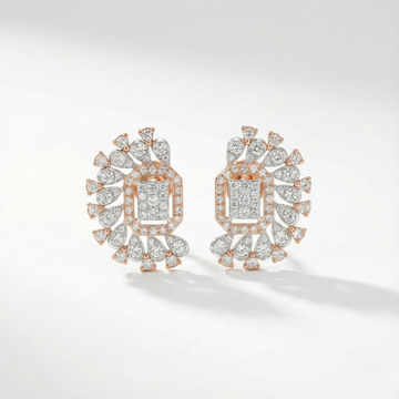 Regal Octagon Halo Diamond Stud Earrings