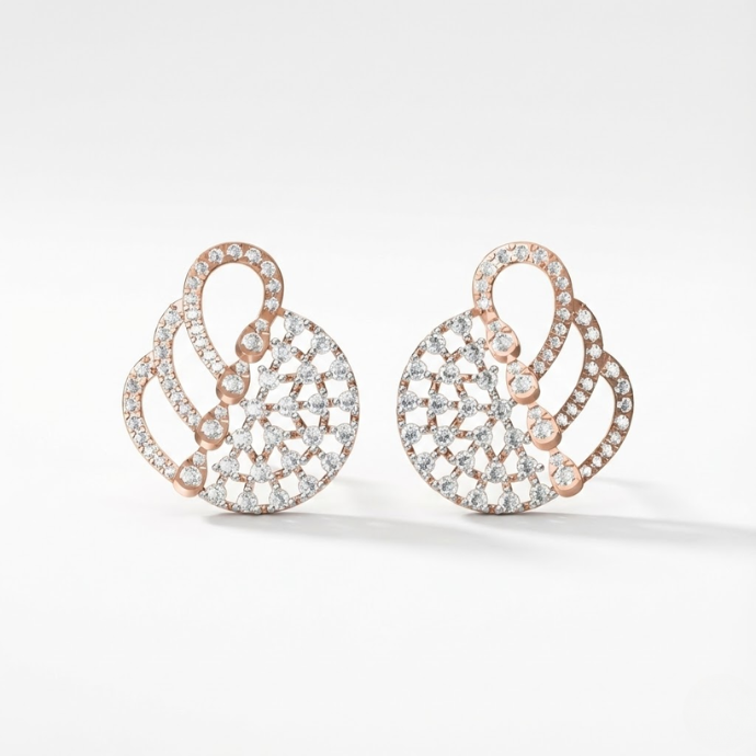 Contemporary Diamond Mesh Stud Earrings