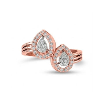Double Teardrop Halo Diamond Ring