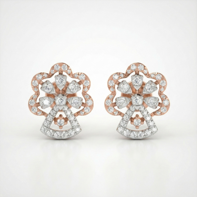 Floral Diamond Stud Earrings