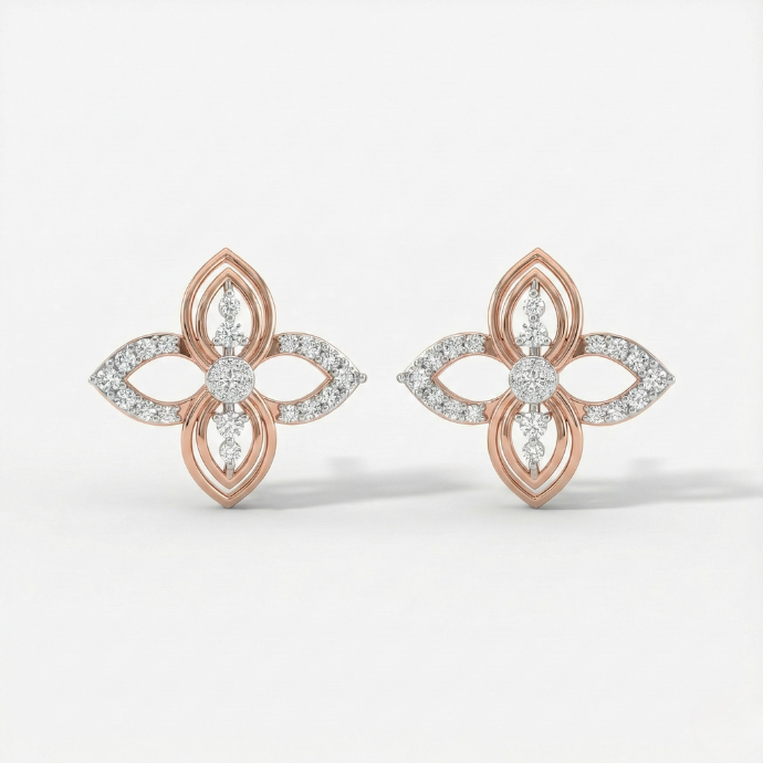 Floral Bow Diamond Earring