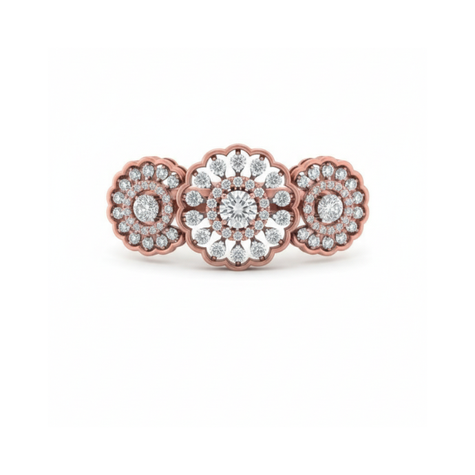 Triple Floral Halo Diamond Cocktail Ring