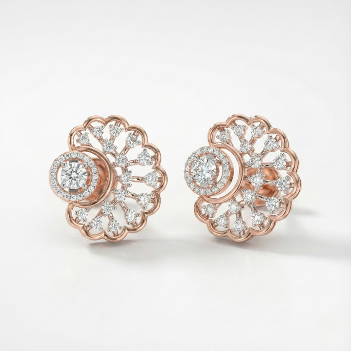 Grand Cascading Floral Diamond Statement Earrings
