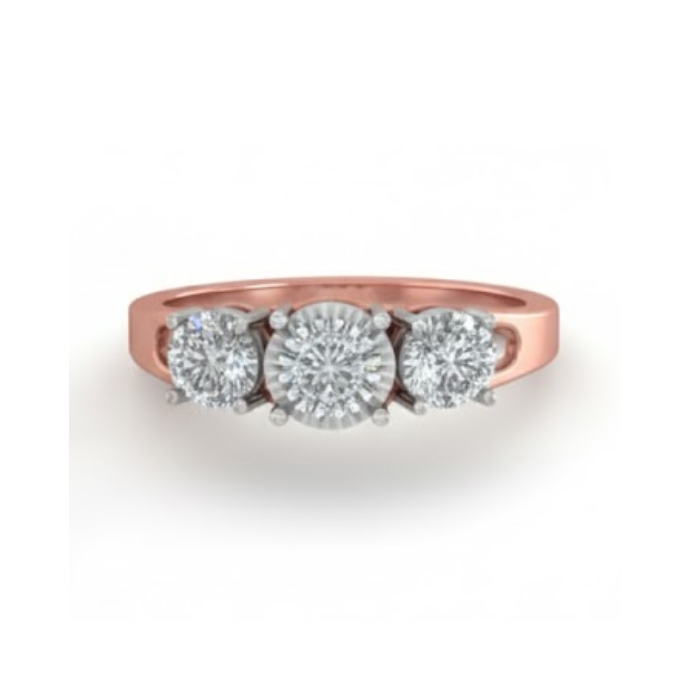 Triple Cluster Solitaire Look Diamond Ring