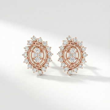 Sleek Spiral Petal Cluster Diamond Earrings