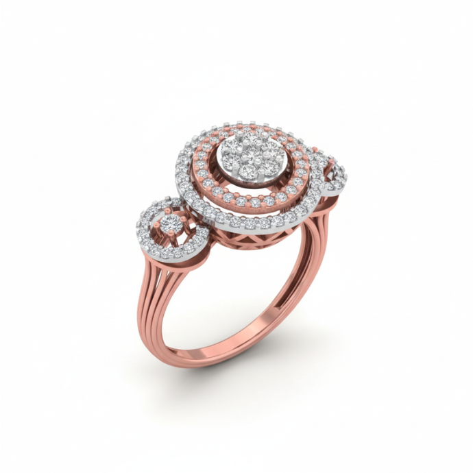 Triple Halo Royal Designer Diamond Ring