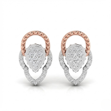 Pear Halo Beaded Arch Dual-Tone Diamond Earrings
