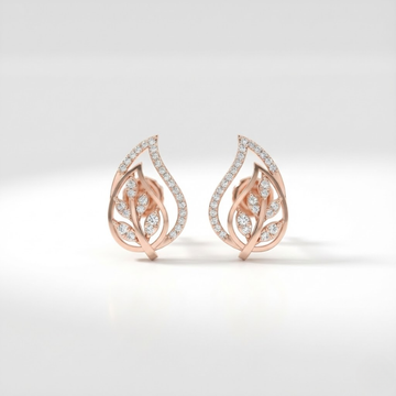 Contemporary Leaf-Inspired Diamond Stud Earrings