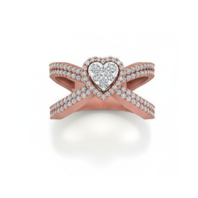 Heart Crown Double-Band Diamond Ring