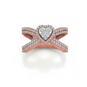 Heart Crown Double-Band Diamond Ring