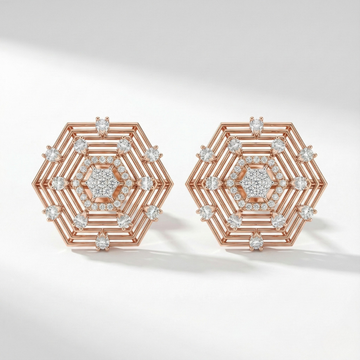 Hexagon Concentric Diamond Earring