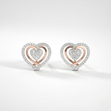 Elegant Heart Swirl Diamond Stud Earrings