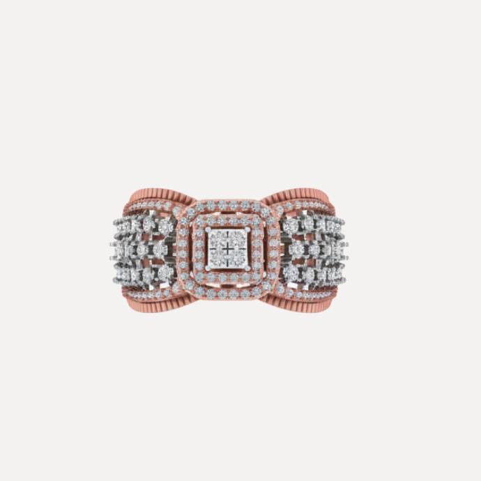 Heavy Designer Multi-Layer Diamond Ring