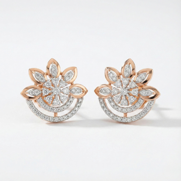 Floral Arc Diamond Stud Earrings
