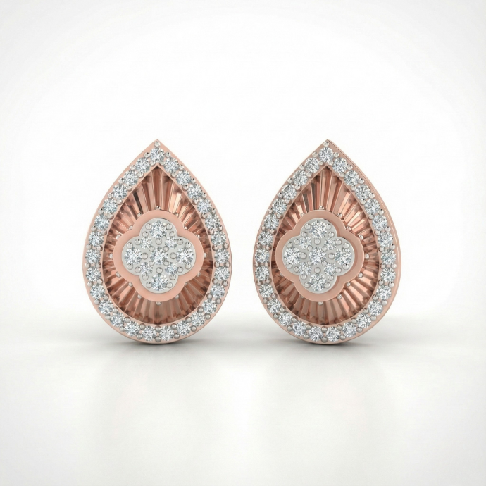 Tear-Drop Radiant Bloom Diamond Earrings