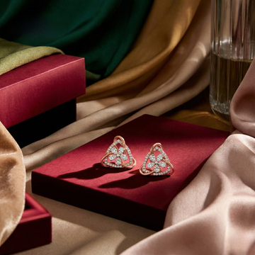 Elegant Triangle Floral Diamond Earrings