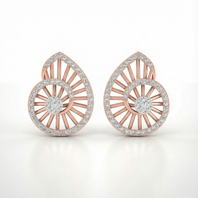 Spiral Halo Diamond Earring