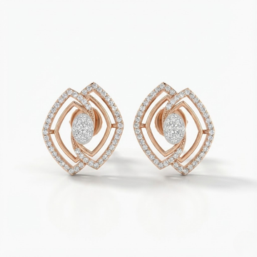 Contemporary Eye-Shaped Diamond Stud Earrings