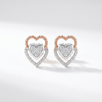 Twin Heart Halo Cluster Diamond Earrings