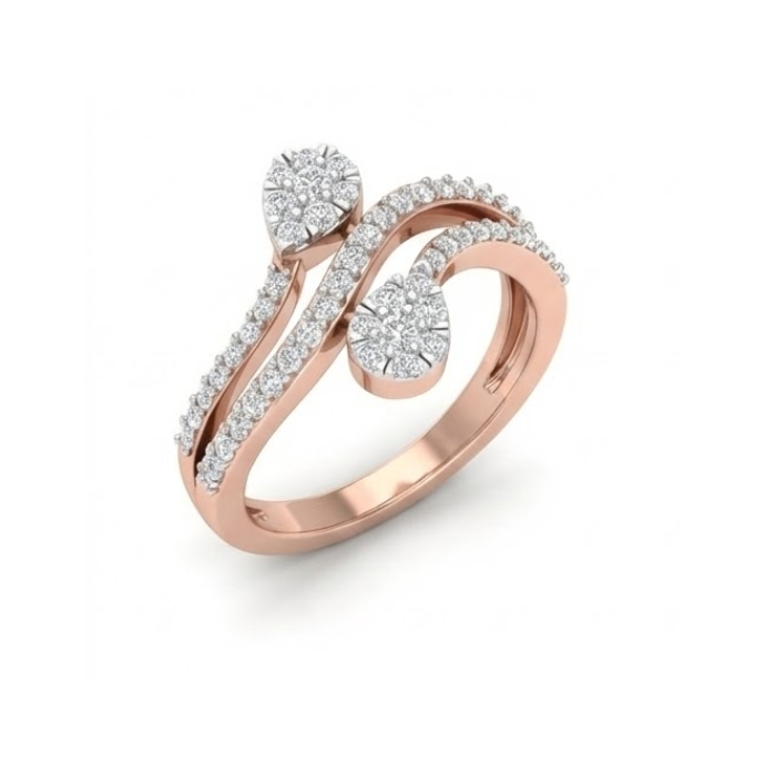 Twisted Dual Floral Diamond Ring