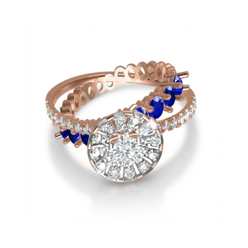 Luxe Blue Accent Cluster Diamond Ring