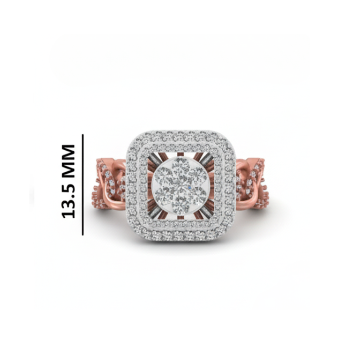 Royal Square Halo Cluster Diamond Ring
