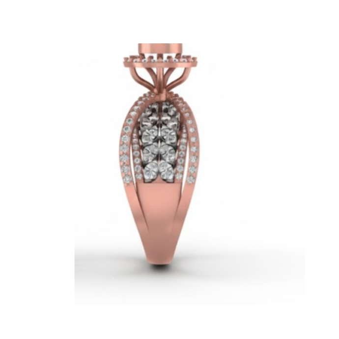 Royal Floral Overlapped Diamond Cluster Ring