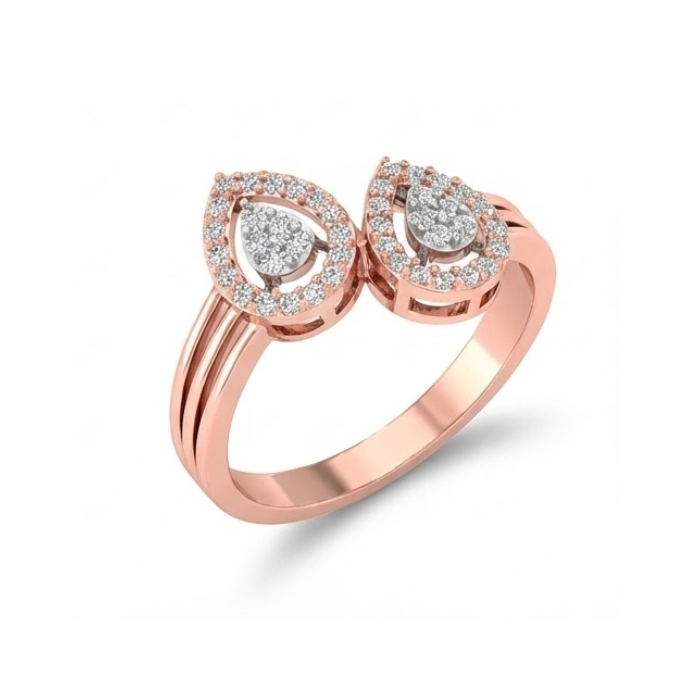 Double Teardrop Halo Diamond Ring