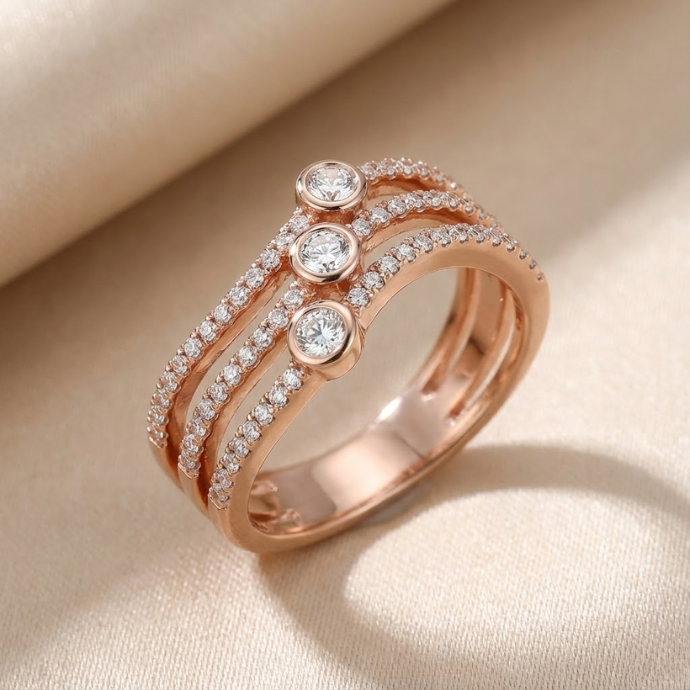 Multi-Layer Diamond Curve Ring