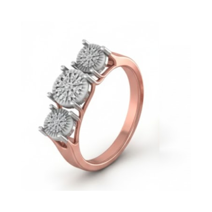 Triple Cluster Solitaire Look Diamond Ring