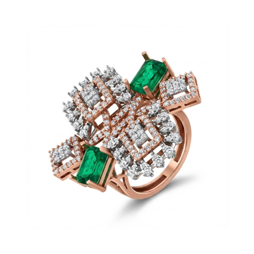 Royal Emerald Cluster Diamond Ring