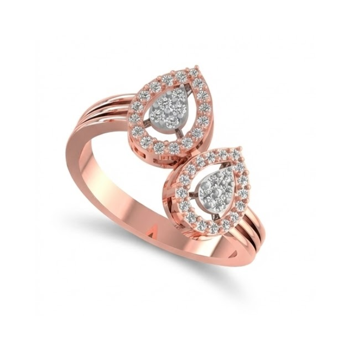 Double Teardrop Halo Diamond Ring